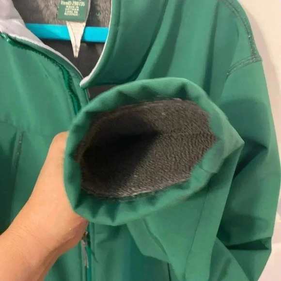 L.L. Bean Green Fleece Lined Jacket‎ Medium Kids Youth Full Zip - Picture 7 of 10